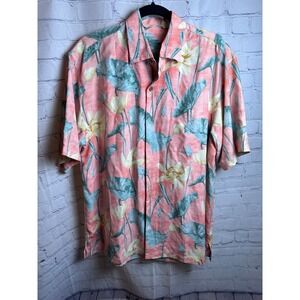 Tommy Bahama Silk Camp Shirt Floral Print Short Sleeve Button Up, M
